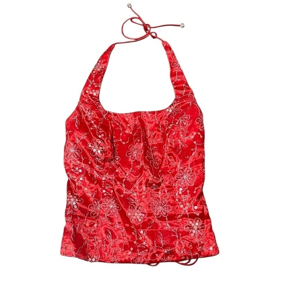 Authentic Vintage Y2K Red Sequin Prom Dress Corset 2-Piece Blondie Nites Jaslene - Picture 7 of 12